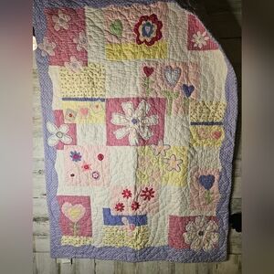 Pottery Barn Kids Baby Crib Quilt Floral Patchwork Girl 100% cotton